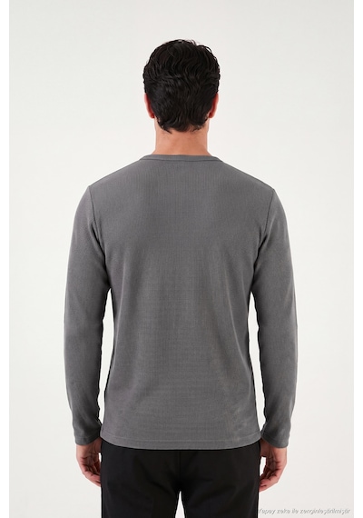 Buratti Pamuklu Regular Fit Düğmeli Bisiklet Yaka Sweat Erkek Sweat 5905852 Antrasit