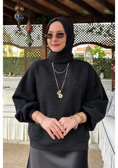 Rabia Şamlı Tüvit Sweat Siyah Normal