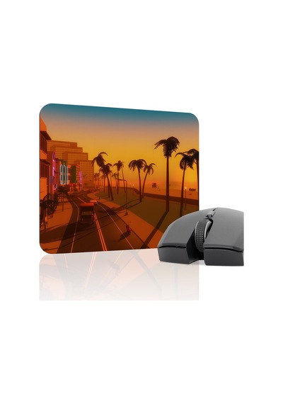 Gta Vice City Kaymaz Dikişli Kauçuk Oyuncu Mousepad V5 - 22x18 Gaming Mouse Pad Fare Altlığı