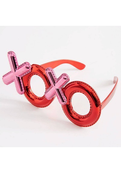 Kırmızı Renk Xoxo Yazılı Parti Gözlüğü 17x7 Cm N177