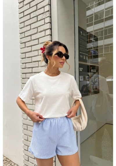 Seeh Beyaz Basic Kısa Kollu Kadın T-shirt Sh280