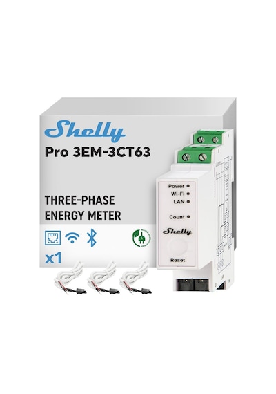 Shelly Pro 3em 3ct 63 Dın Ray Akıllı 3 Faz Enerji Ölçer