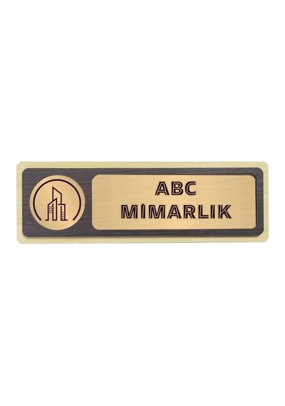 Mdf Kapı İsimliği 18.5x6 Cm - Sarı Metalli