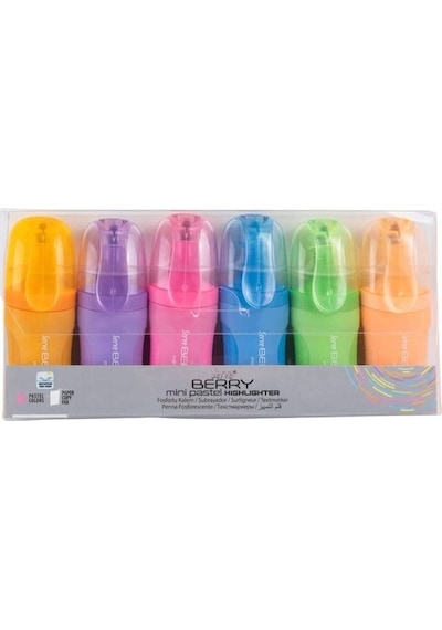 Serve Berry Mini Fosforlu Pastel Kalem Set 6'lı Çok Renkli