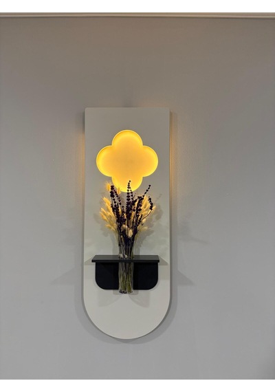Papatya Ahşap Pilli Ledli İskandinav Tarzı Salon Duvar Rafı Modern Çiçeklik 30 X 80 Cm Paris Grisi - Antrasit