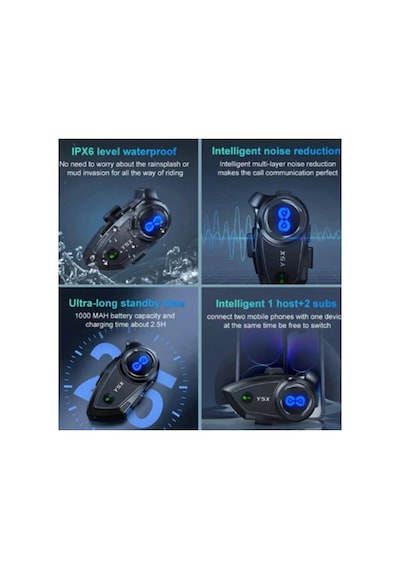 Hubrendy Kargo Y5x Rgb Işıklı Intercom 5 Kişi Bağlantılı 1000mah Motosiklet Bluetooth Kulaklık Seti 44667607