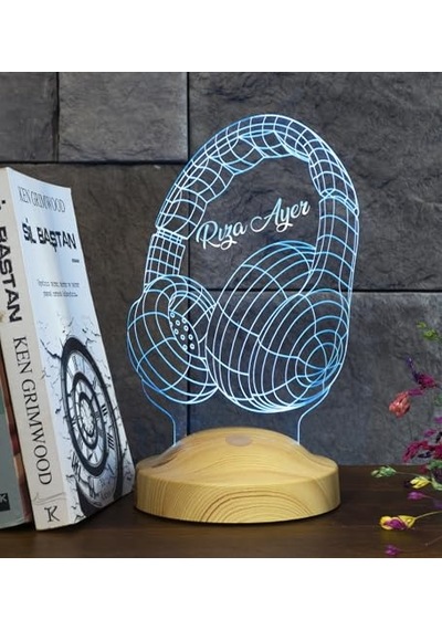 Hediyesi Kulaklık Şeklinde Kişiye Özel 3d Led Lamba
