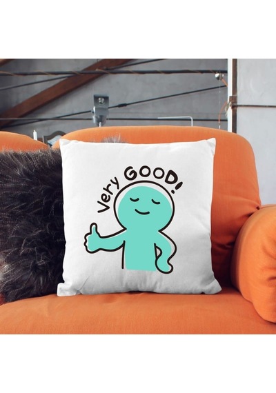 Very Good Yazılı Sevimli Karakter Tasarımlı Dekoratif Yastık Kılıfı Eğlenceli Baskı, İçi Boş Çok Renkli