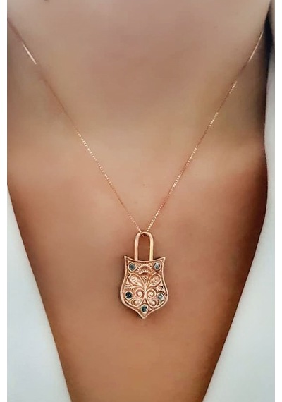 Cift Taraflı Kullanılabilir Pembe Zirkon Taşlı Gümüş Kilit Kısmı
