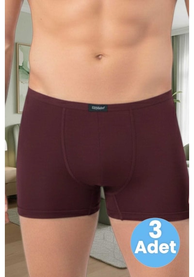 Uniquetrenders Erkek Pamuklu 3'lü Modal Boxer Bordo