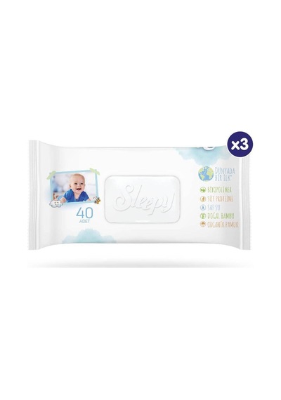 Sleepy Islak Mendil Bio Natural 3X40 Adet