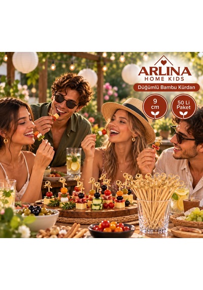 Düğümlü Bambu Sunum Kürdan 9 Cm 50'li Paket