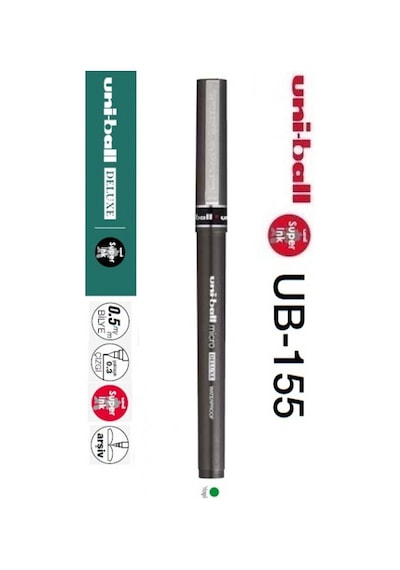 Mavi Pilot Kalem Ub-155 Micro Deluxe 3 Adet Uniball Pilot Kalem 0.5 Mm Roller Uçlu Pilot Kalem İnce Uçlu Likit Mürekkep Mavi