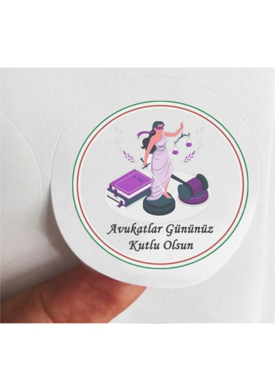 48 Adet 4 Cm Avukatlar Gününüz Kutlu Olsun Mat Baskılı Etiket Sticker -5