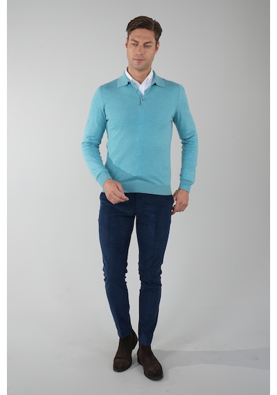 Bisse Mint Düğmeli Polo Yaka Erkek Yün Triko Tr24k24201 D50 Mint