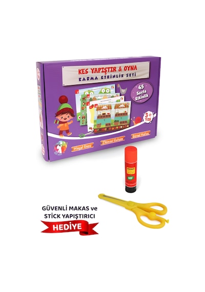 Kes Yapıştır Oyna Karma Etkinlik Seti 3+ Yaş 45 Sayfa Makas & Yapıştırıcı Hediye