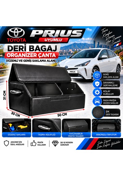 Toyota Prius Uyumlu Oto Bagaj Organizeri Deri Bagaj Kutu Çanta 1