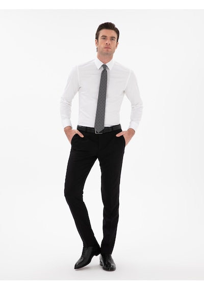 Cacharel Beyaz Slim Fit Klasik Yaka Basic Gömlek