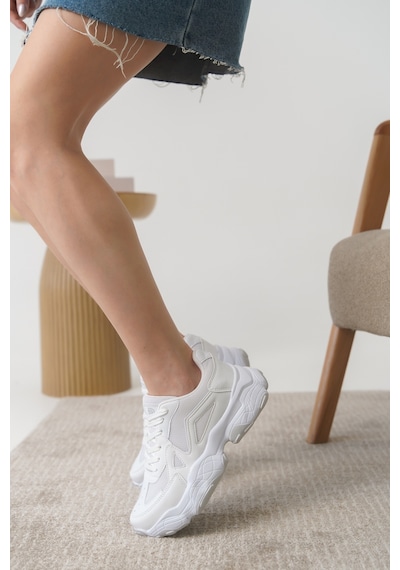 Daxtors D0141 Kadın Günlük Ortopedik Sneaker Spor Ayakkabı Beyaz