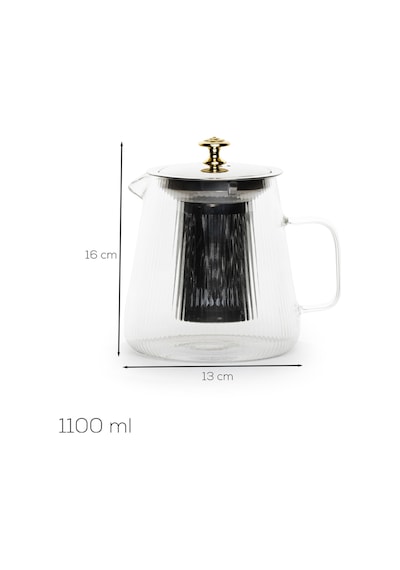 Porsima Jydh-201 Isıya Dayanıklı 1100 Ml Süzgeçli Borasilikat Cam Demlik Çay-bitki Çayı Demliği