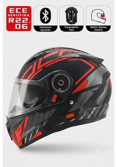 Ff868 Azrael Motosiklet Kaskı Güneş Vizörlü Çene Açılır Motorcu Kask Çok Renkli