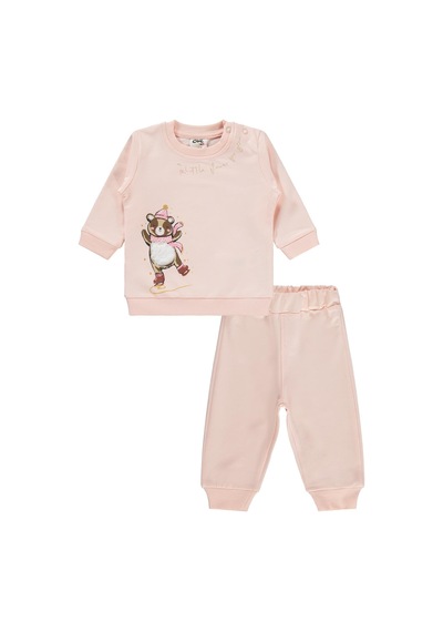 Civil Baby Bereli Ayıcık Baskılı 6-18 Ay Takım - Pembe