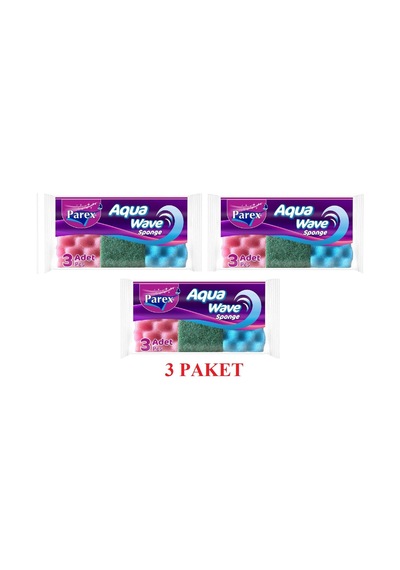 Parex Aquawave Bulaşık Süngeri 3'lü X 3 Paket