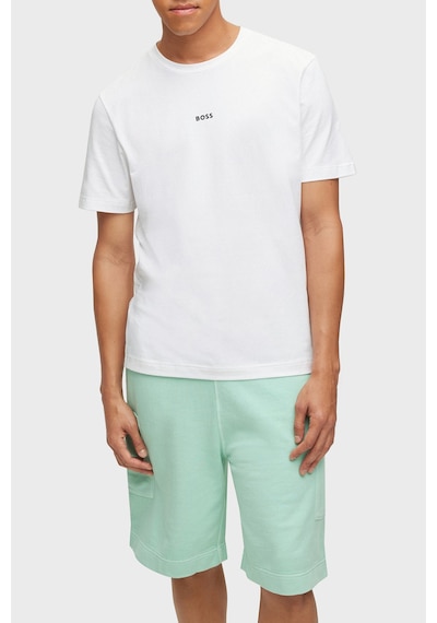 Boss Pamuklu Relaxed Fit Bisiklet Yaka T Shirt Erkek T Shirt 50473278 100 Beyaz