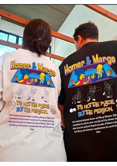 Startmore Siyah İkili Sevgili Çift Kombin Kadın Ve Erkek Takım T-shirt Simpsons