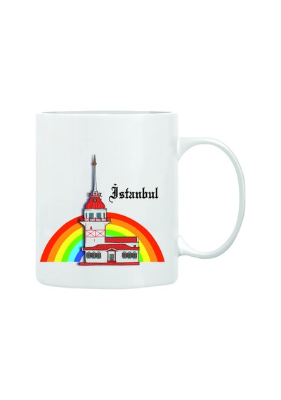 İstanbul Tema Görselli Kupa Bardak Beyaz