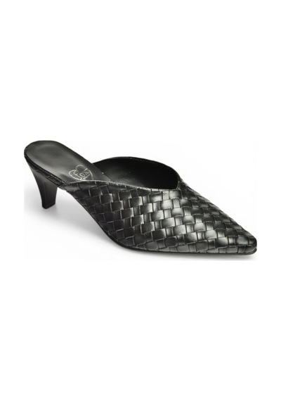 Fox Shoes Y654660709 Siyah İnce Topuklu Önü Kapalı Kadın Terlik