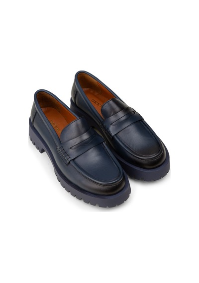 Deery Kadın Hakiki Deri Lacivert Loafer Ayakkabı - 02034zlcvc03