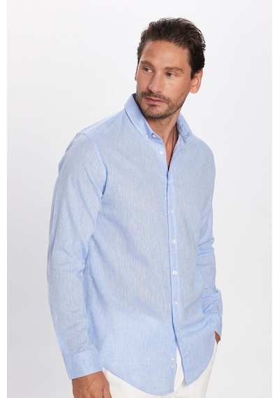 Tudors Erkek Slim Fit Dar Kesim Uzun Kollu Keten Premium Seri Düğmeli Yaka Spor Mavi Gömlek-32818 Mavi Tudors Erkek Slim Fit Dar Kesim Uzun Kollu Keten Premium Seri Düğmeli Yaka Spor Mavi Gömlek-32818 Mavi