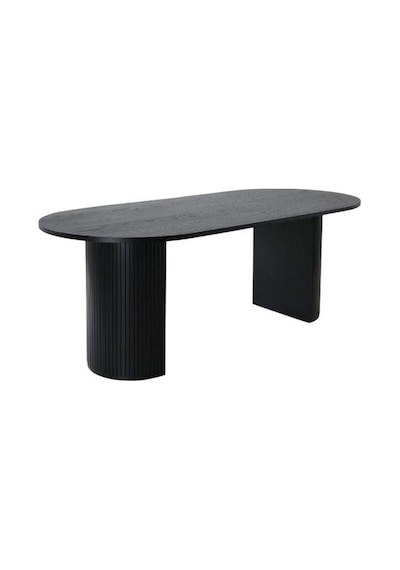 Zeno Oval Ahşap Bohem Yemek Masası 90x200 Siyah
