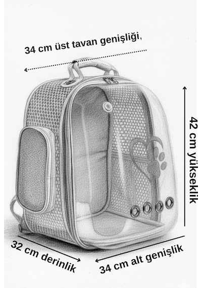 Zenith Astronot Model Kedi Ve Köpek Taşıma Çantası, Gri