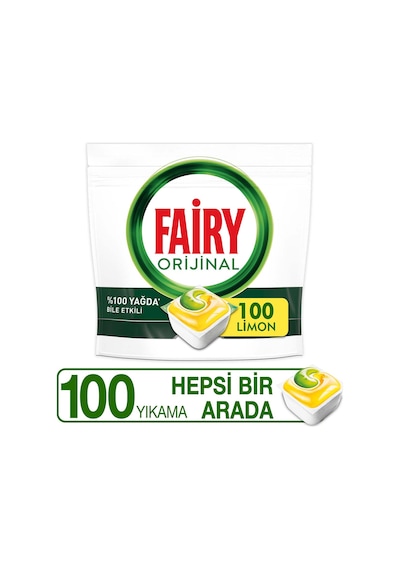 Fairy Hepsi Bir Arada Limon Kokulu Bulaşık Makinesi Deterjanı 100 Tablet