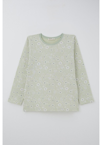 Breeze Kız Çocuk Pijama Takımı Çiçek Desenli 9-12 Yaş, Su Yeşili