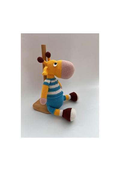 El Örgüsü Zürafa Amigurumi El Yapımı Büyük Boy 34cm Oyuncak Mavi