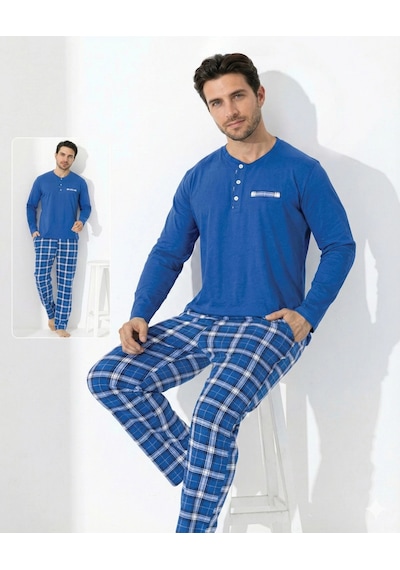 Kocabey Erkek Uzun Kol Penye Pijama Takımı Saks