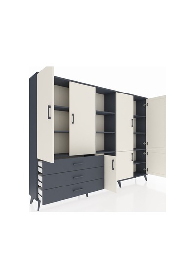 Arges Dolap 11 Raflı 3 Çekmeceli 7 Kapaklı 220x30x163 Antrasit-ay Antrasit-aytaşı/antrasit Arges Dolap 11 Raflı 3 Çekmeceli 7 Kapaklı 220x30x163 Antrasit-ay Antrasit-aytaşı/antrasit