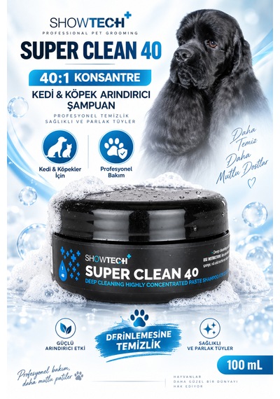 Showtech Super Clean 40 Derin Temizleyici Ve Arındırıcı Kedi Köpek Şampuanı 100 Ml