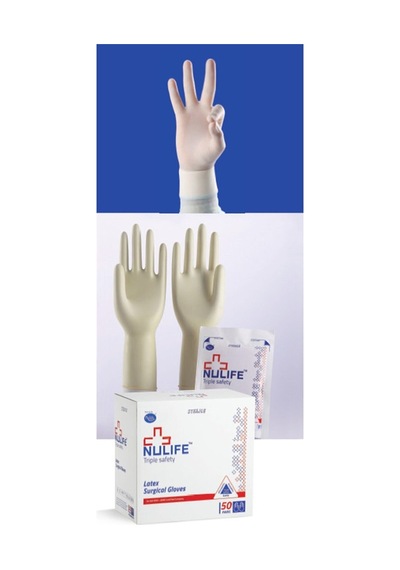 Nulife Lateks Cerrahi Eldiven Steril Pudrasız 6.5 Numara 1 Kutu 50 Çift