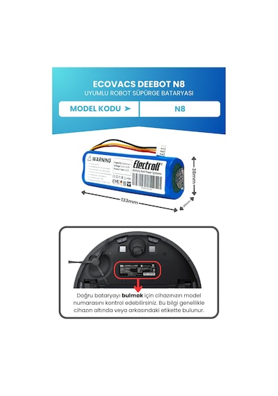 Ecovacs Deebot N8 Uyumlu Batarya 3200mah Pil