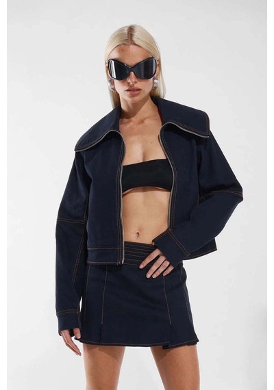 American Rag Cie Ashton Ceket - Koyu Yapılandırılmış Denim, Şık Detaylarla Yüksek Kalite Mavi