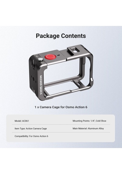 Neewer Ac061 Kamera Kafesi - Djı Osmo Action 6 İle Uyumlu Siyah