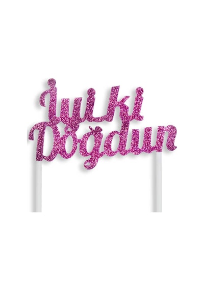 Pasta Süsü Evadan Simli Iyiki Doğdun Çubuklu Mor N11.2048