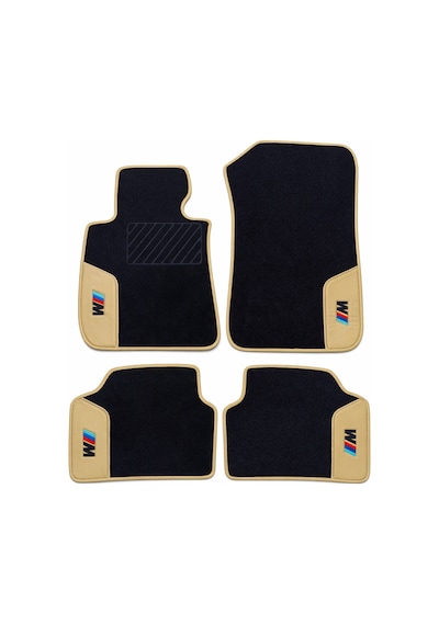Ruby/ Nakışlı Bej Deri Desen Oto Halı Paspas Bmw 5 F10 2010 - 2013
