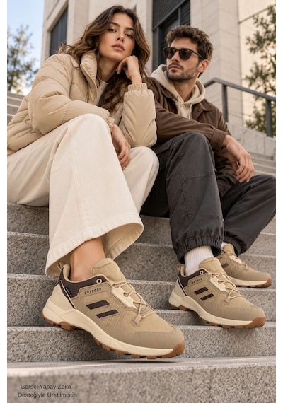 Muggo Torvex Kalın Taban Bağcıklı Kışlık Unisex Outdoor Trekking Bot Bej