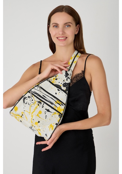 Green Norths Özel Tasarım Hakiki Deri Sırt Ve Kol Çantası Fonksiyonel Çanta Bej Sarı
