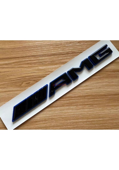Özel Tasarım Gloss Black Mavi Amg Bagaj Yazısı Mercedes C